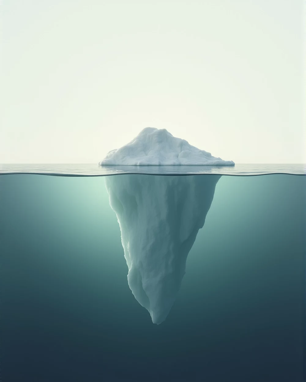 Ice breaking a still water surface — the iceberg model